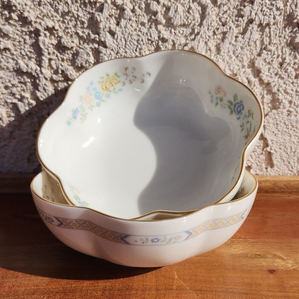 2 Gorham Cherrywood Melon Serving Bowl 5" 24Kt Gold rim snack nut dip dish - Picture 5 of 10